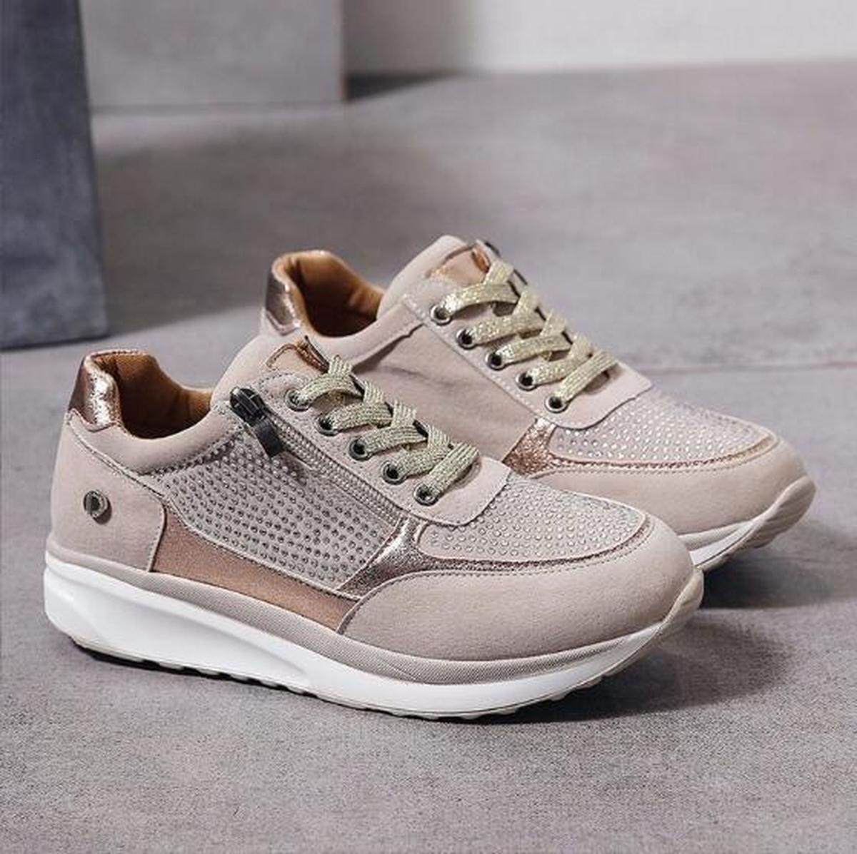 Dames Sneakers met Textuurpanelen en Rits voor Wandelen - Harlett