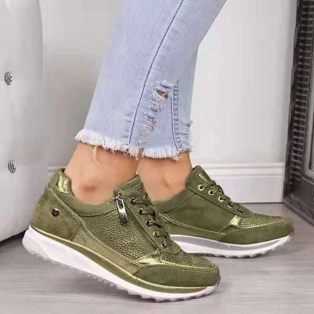 Dames Sneakers met Textuurpanelen en Rits voor Wandelen - Harlett