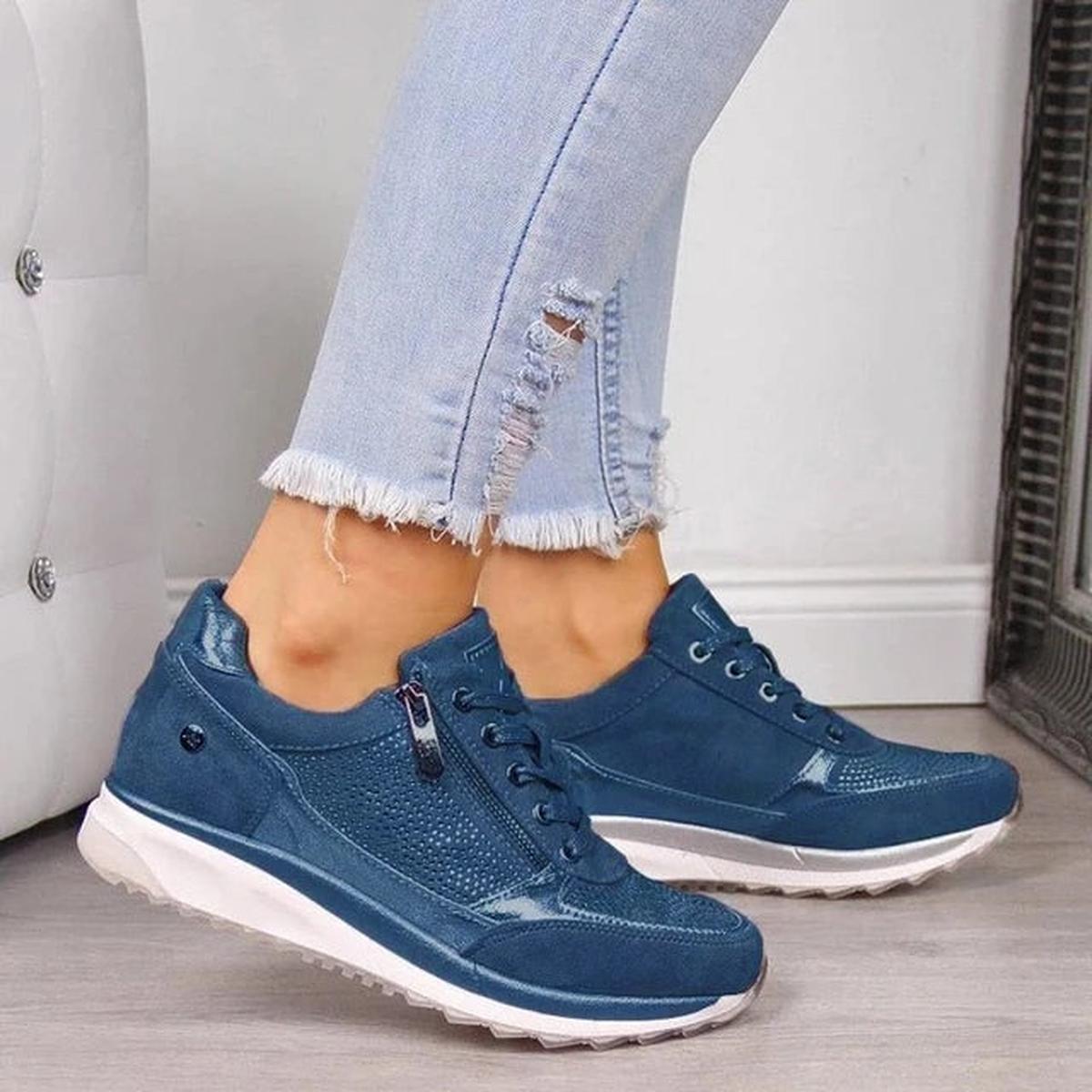 Dames Sneakers met Textuurpanelen en Rits voor Wandelen - Harlett