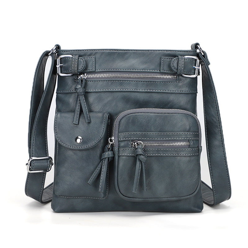 Leren Schoudertas Met Meerdere Compartimenten Voor Vrouwen
