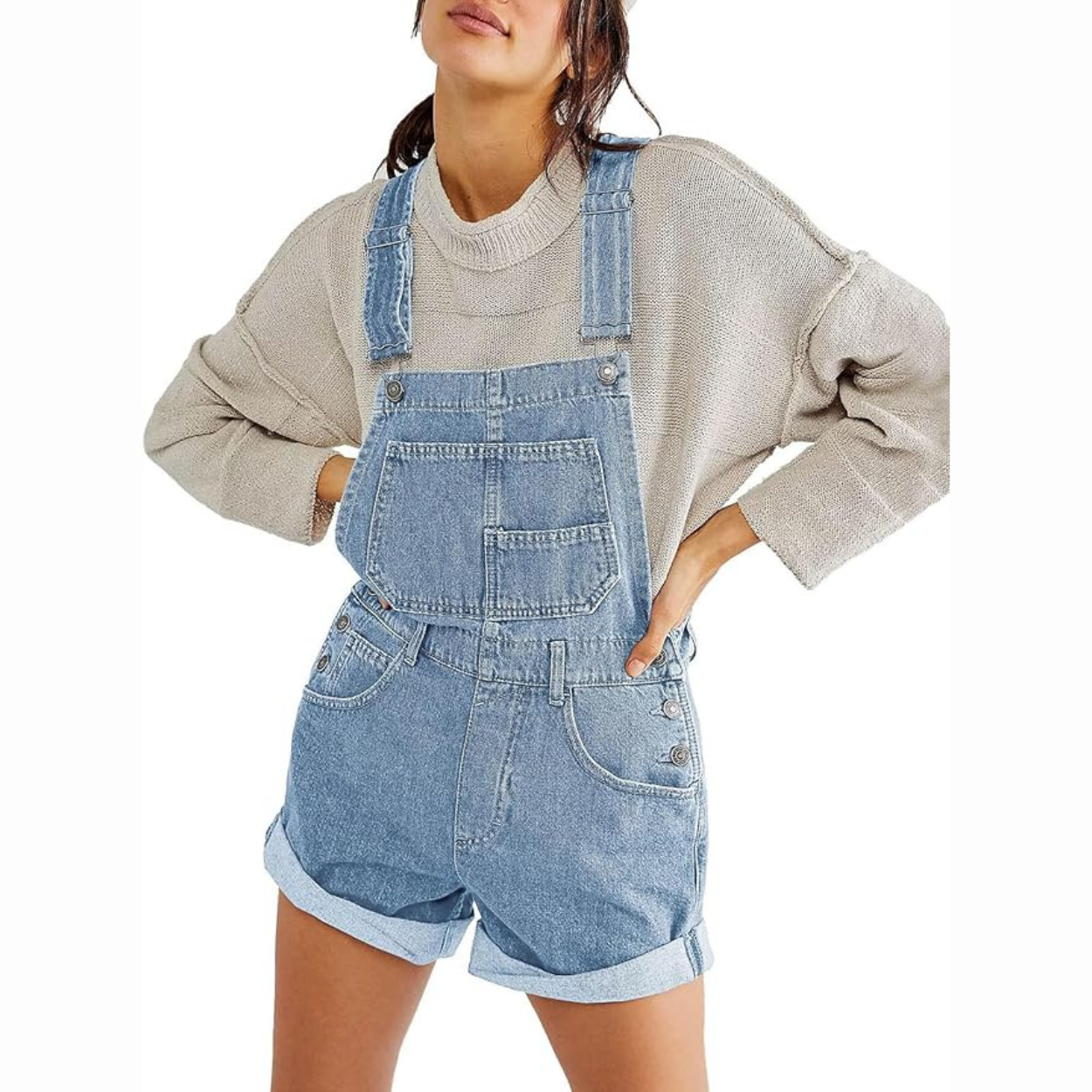 Mouwloze Denim Jumpsuit met Tailleband en Zakken