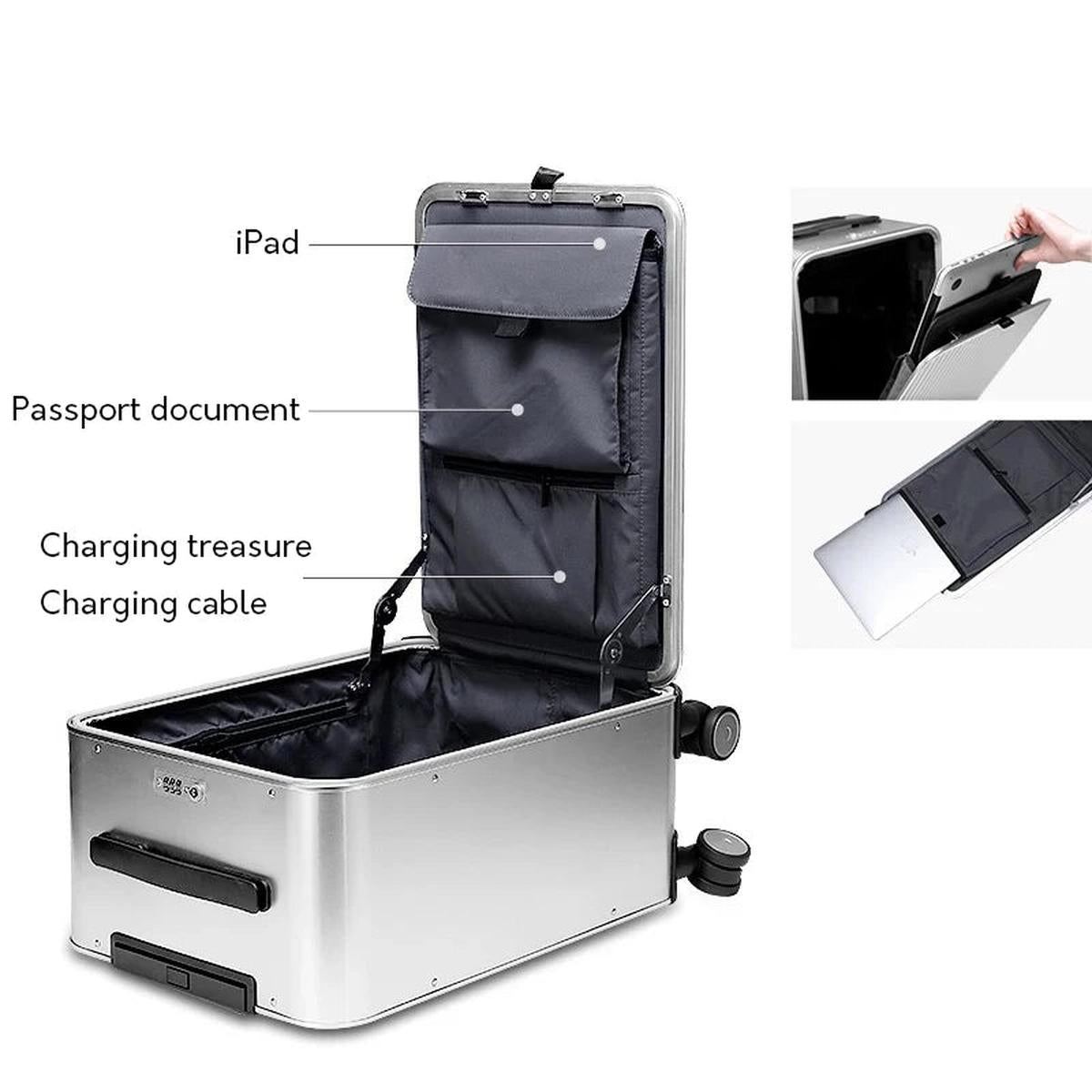 100% Aluminium Koffer Met 360° Spinnerwielen - Luxe Cabine En Ingecheckte Bagage - Harlett