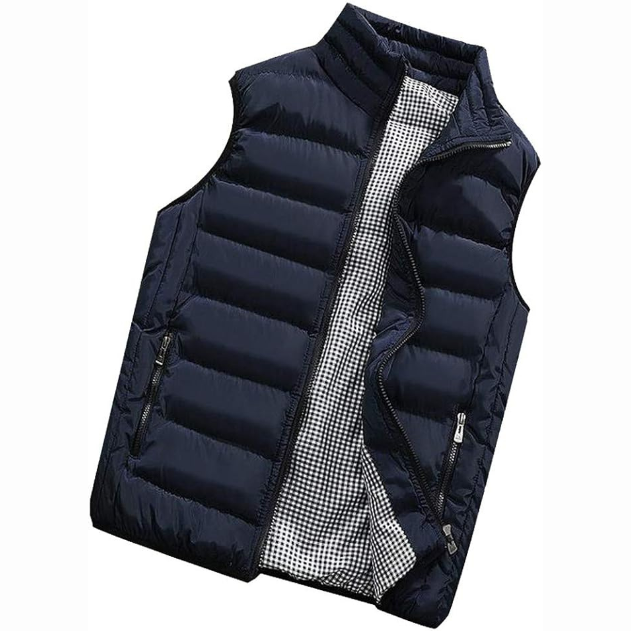 Lichtgewicht Gewatteerde Bodywarmer Met Hoge Kraag En Winddichte Ritsen