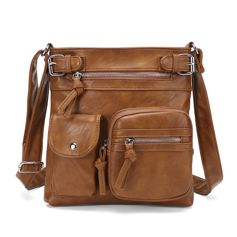 Leren Schoudertas Met Meerdere Compartimenten Voor Vrouwen