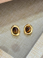 18k Gold Plated Tijgeroog Oorbellen