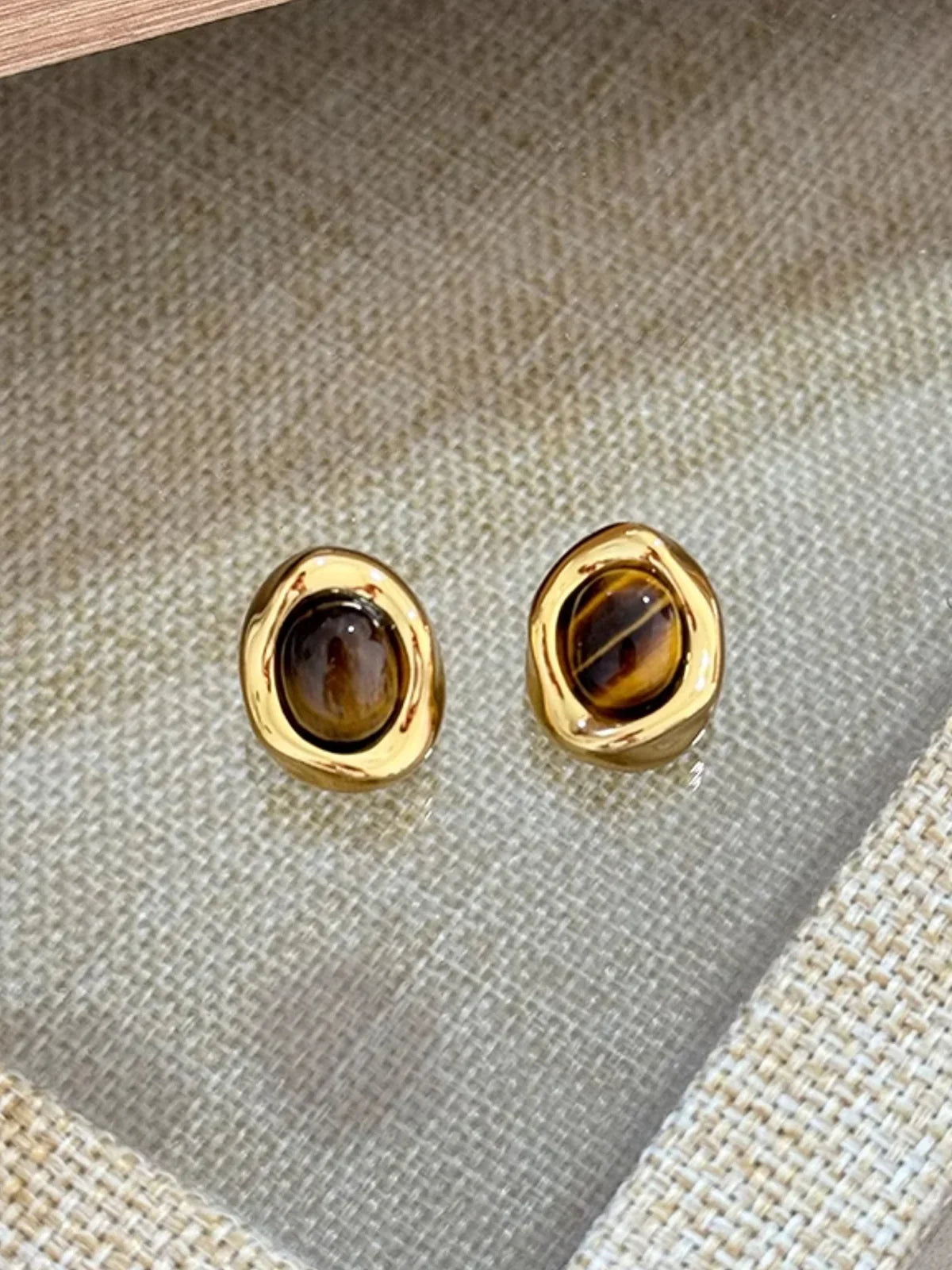 18k Gold Plated Tijgeroog Oorbellen
