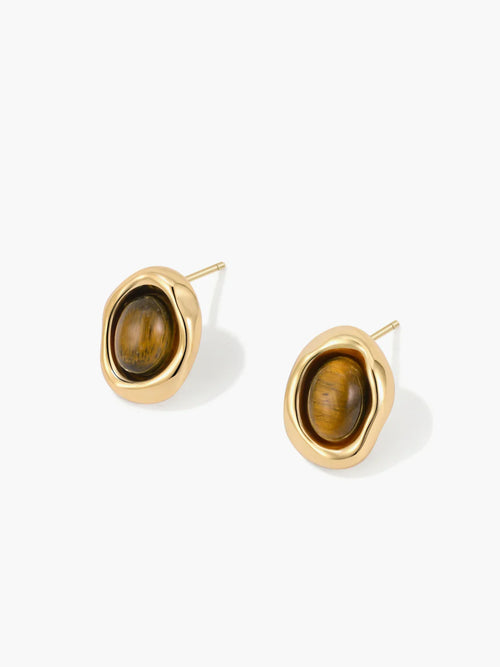 18k Gold Plated Tijgeroog Oorbellen
