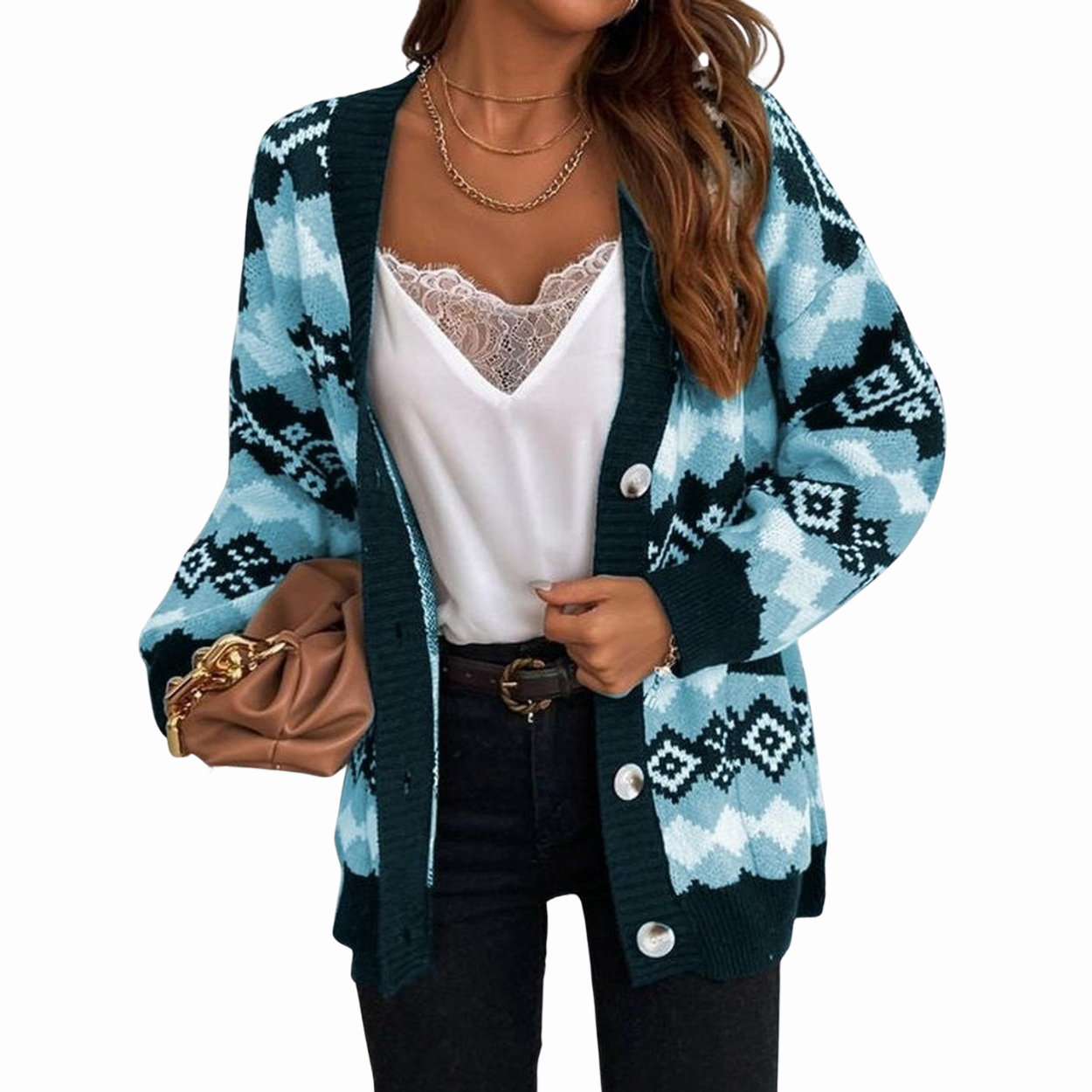 Bohemian Gebreid Vest - Aztec Patroon