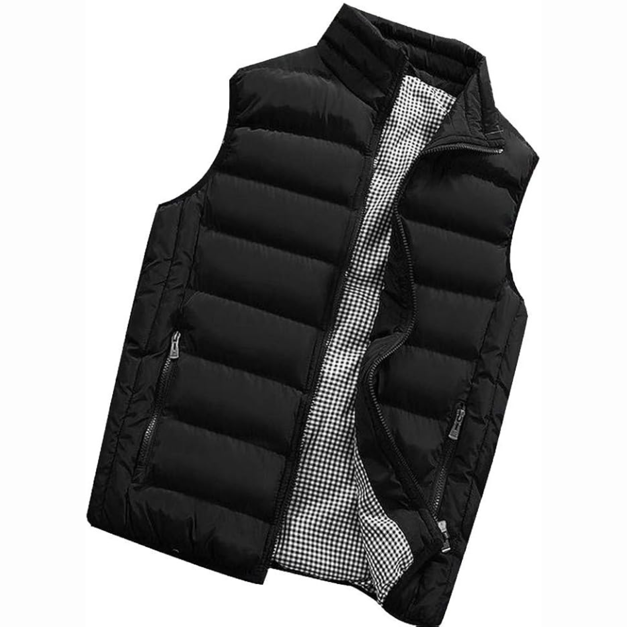Lichtgewicht Gewatteerde Bodywarmer Met Hoge Kraag En Winddichte Ritsen