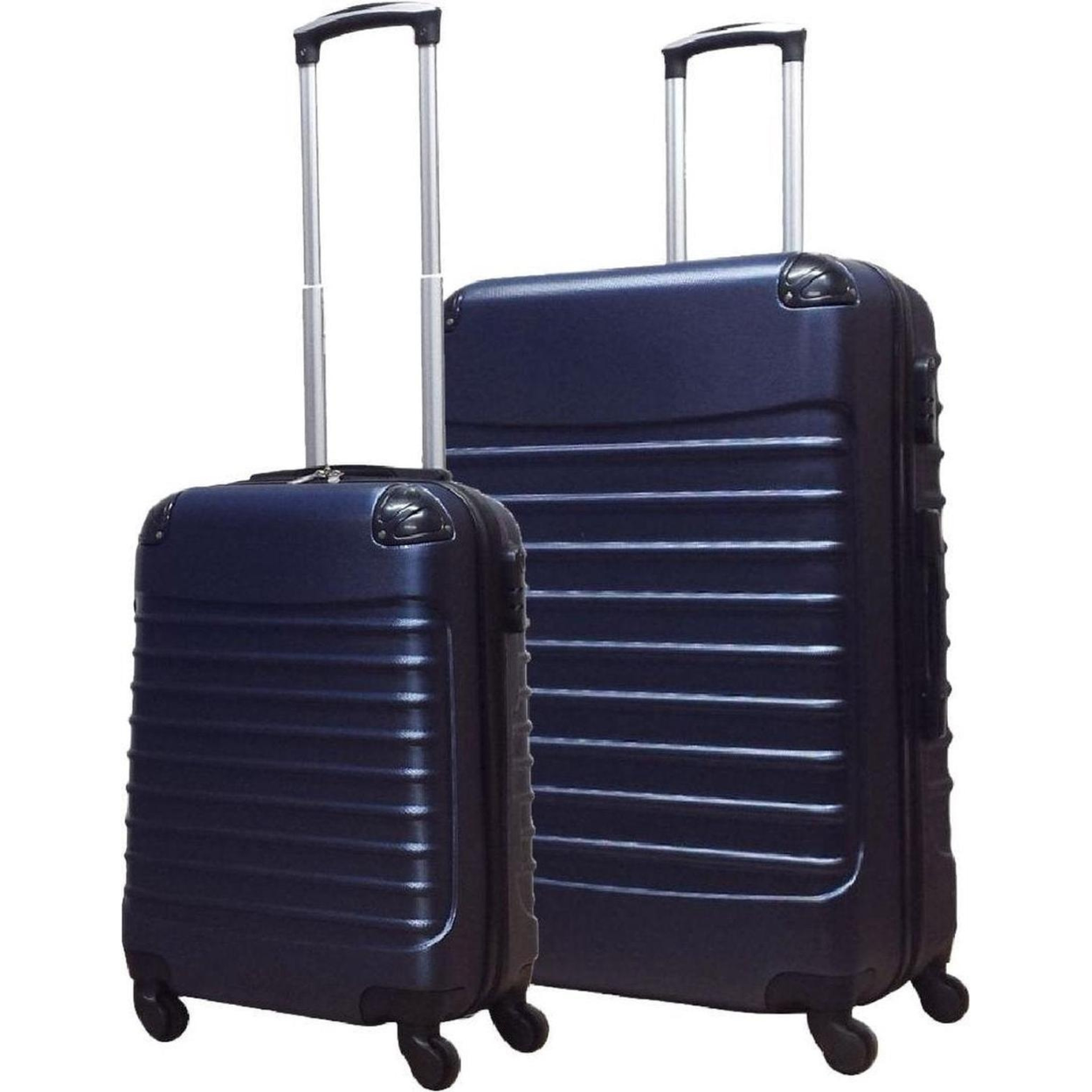 2-Delige Donkerblauwe Hard Shell Bagageset Met 4 Wielen