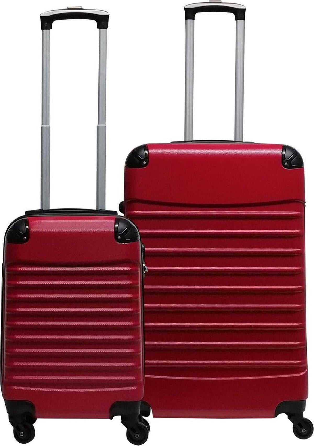 2 - Delige Rood Hard Shell Kofferset Met 4 Wielen - Harlett