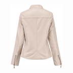 Dames Slim Fit Leren Jas met Ritszakken