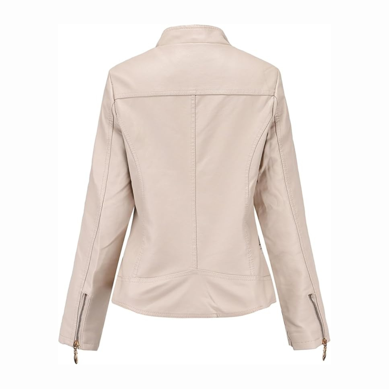 Dames Slim Fit Leren Jas met Ritszakken