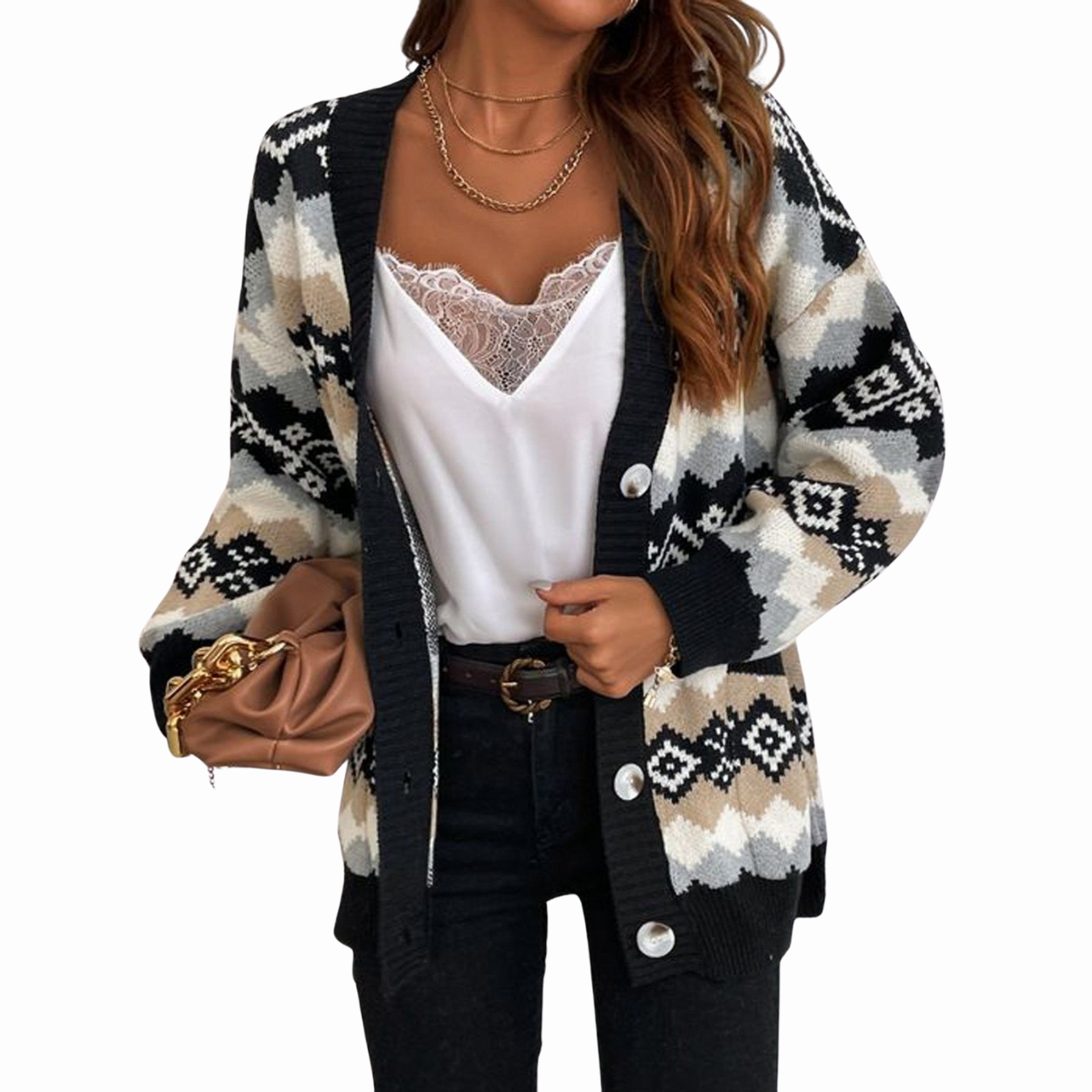 Bohemian Gebreid Vest - Aztec Patroon