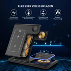3-in-1 Draadloos Oplaadstation 100W voor iPhone, Apple Watch & AirPods - Opvouwbaar