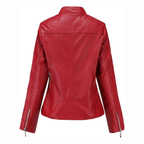 Dames Slim Fit Leren Jas met Ritszakken