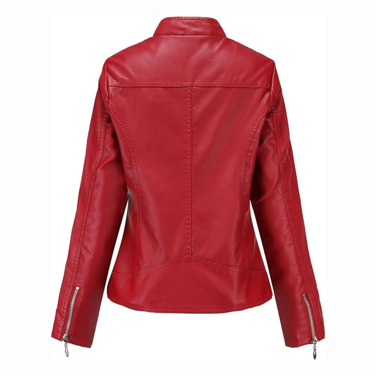 Dames Slim Fit Leren Jas met Ritszakken