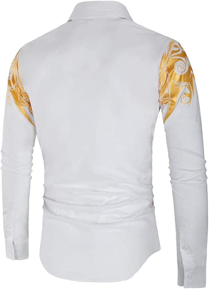 Slim Fit Langsleeve Shirt Met Gouden Accenten Voor Mannen