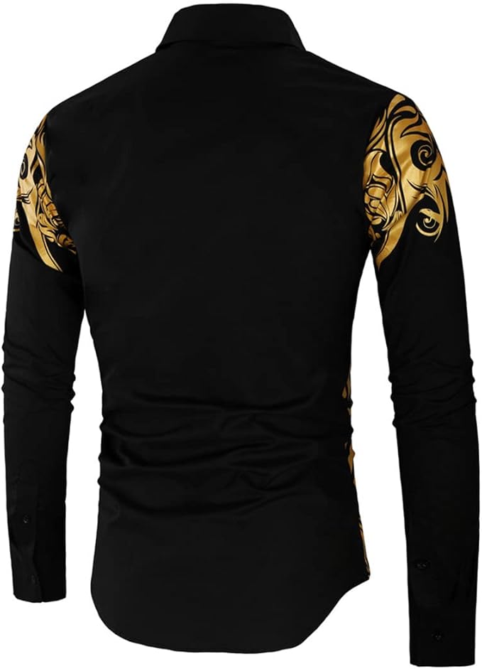 Slim Fit Langsleeve Shirt Met Gouden Accenten Voor Mannen