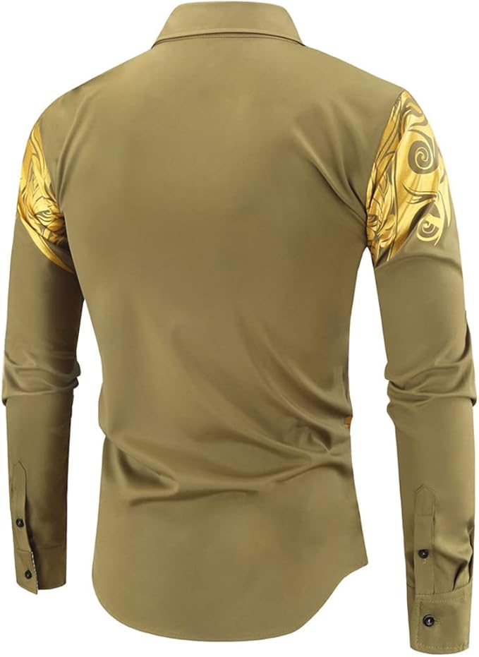 Slim Fit Langsleeve Shirt Met Gouden Accenten Voor Mannen