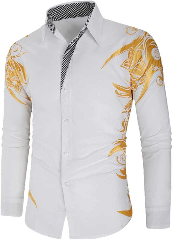 Slim Fit Langsleeve Shirt Met Gouden Accenten Voor Mannen