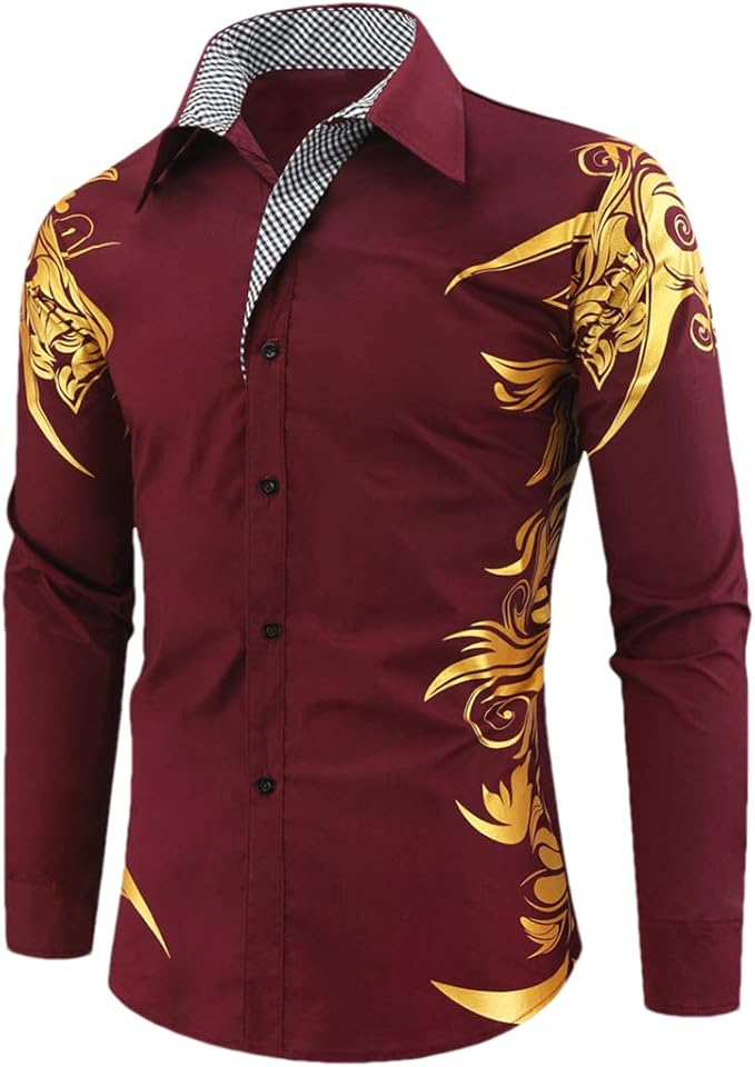 Slim Fit Langsleeve Shirt Met Gouden Accenten Voor Mannen