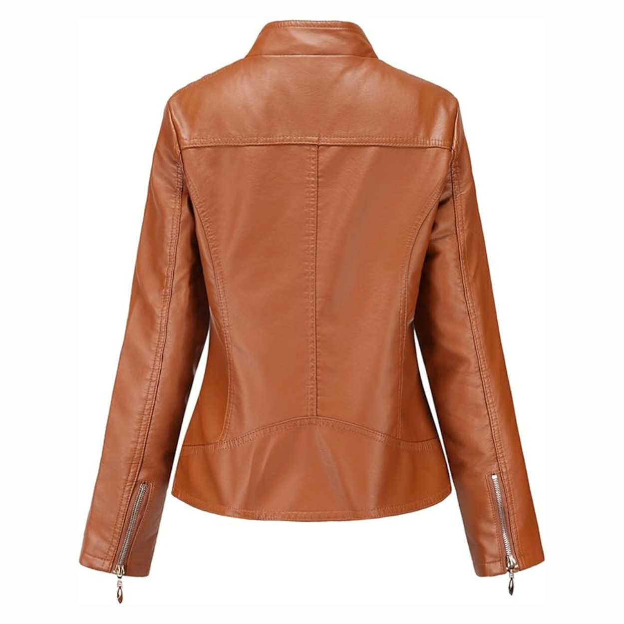 Dames Slim Fit Leren Jas met Ritszakken