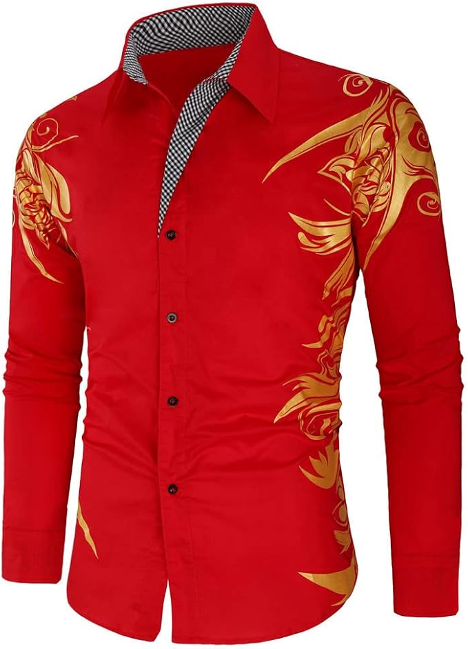 Slim Fit Langsleeve Shirt Met Gouden Accenten Voor Mannen