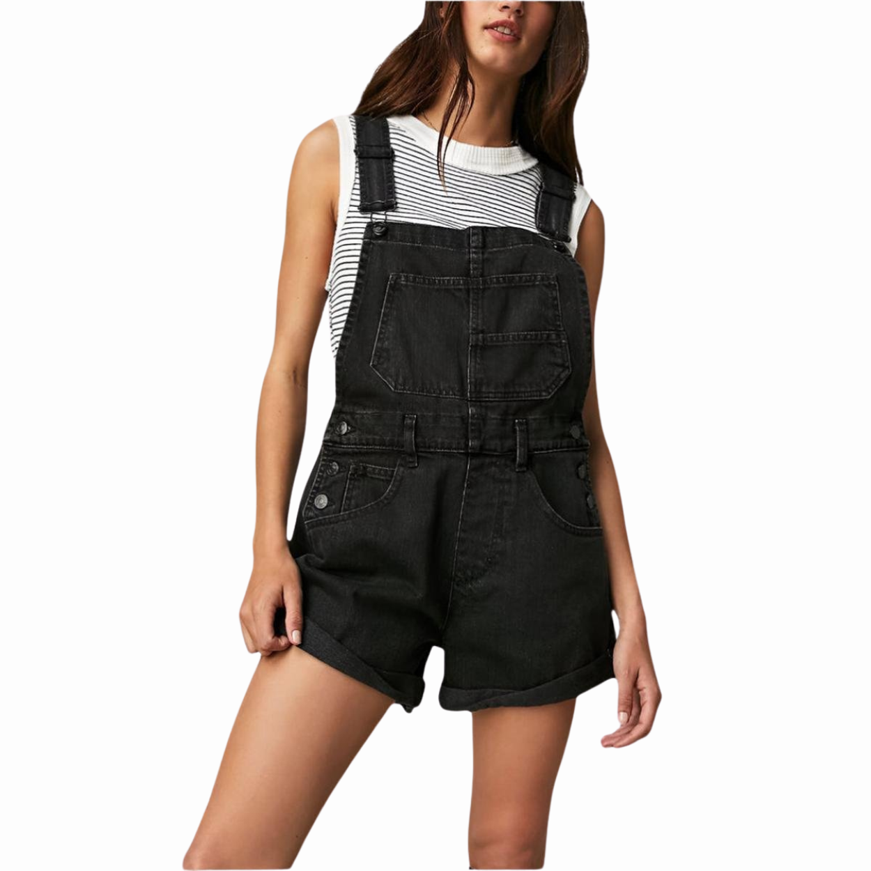 Mouwloze Denim Jumpsuit met Tailleband en Zakken