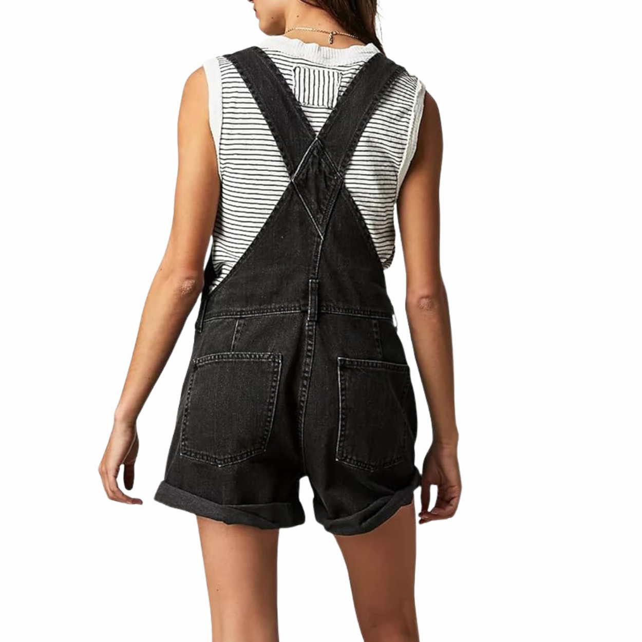 Mouwloze Denim Jumpsuit met Tailleband en Zakken