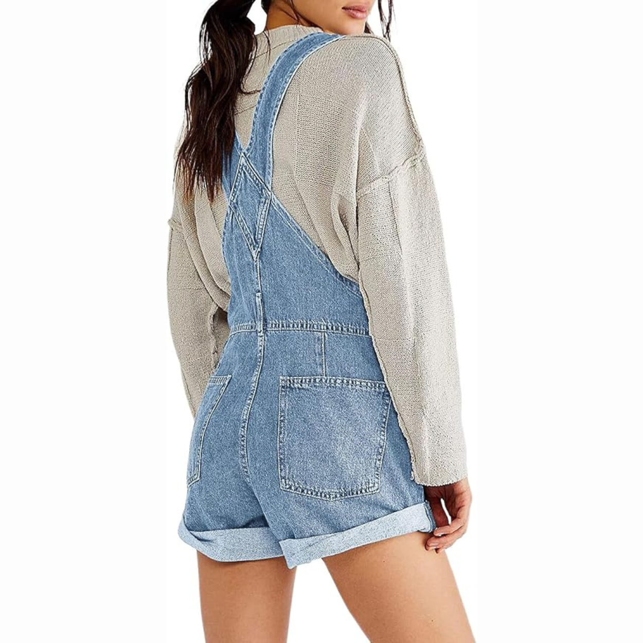 Mouwloze Denim Jumpsuit met Tailleband en Zakken