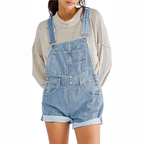 Mouwloze Denim Jumpsuit met Tailleband en Zakken