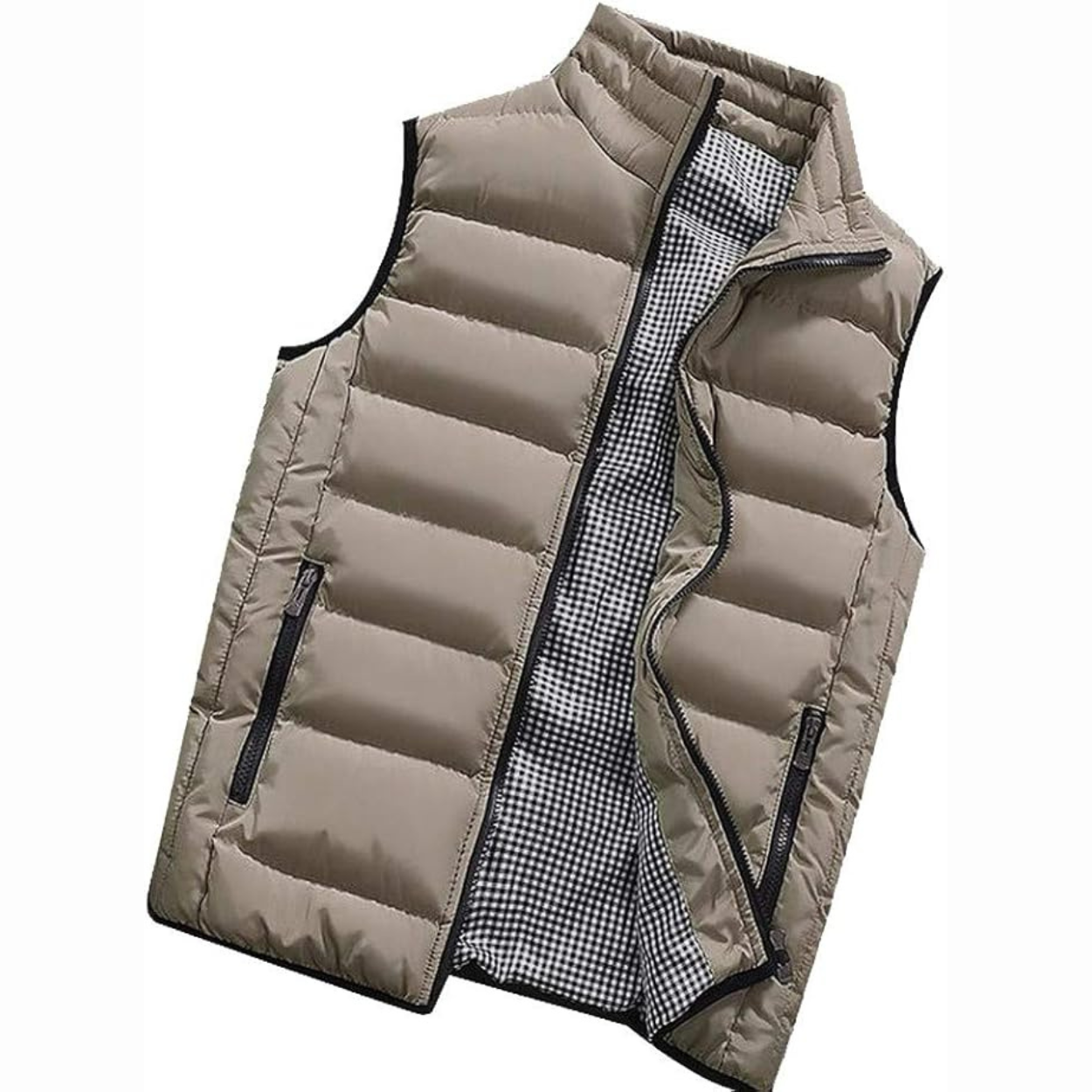 Lichtgewicht Gewatteerde Bodywarmer Met Hoge Kraag En Winddichte Ritsen