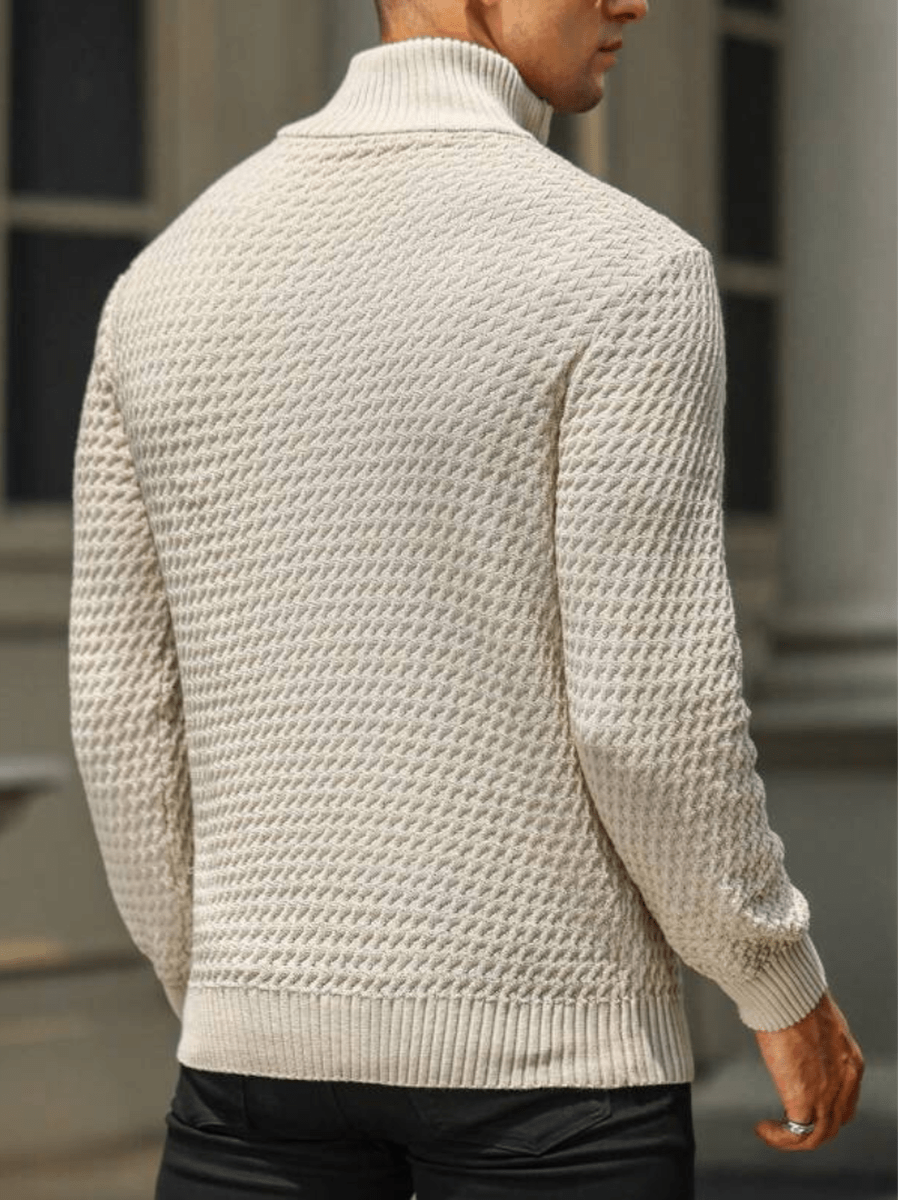 Aansluitende Pasvorm Half-Zip Trui Met Geribbelde Details Voor Mannen