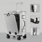 Aluminium Handbagagekoffer Met USB-poorten En 360° Spinner Wielen