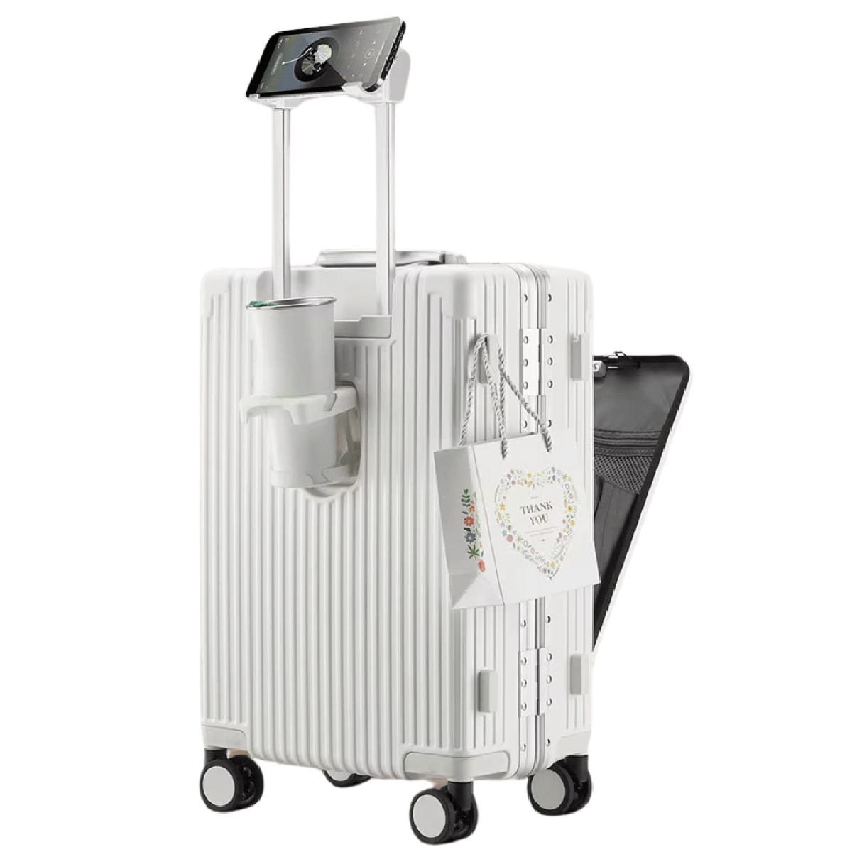 Aluminium Handbagagekoffer Met USB-poorten En 360° Spinner Wielen