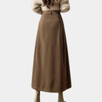 Ankle-Length A-Lijn Rok Van Wol Met Stretch