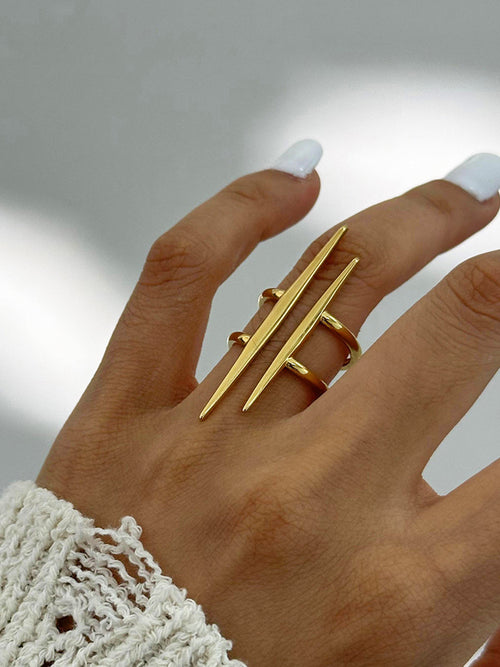 Asymmetrische parallelle goud vergulde ring