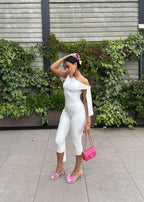 Asymmetrische Top met Eén Schouder en Capri Broek Set