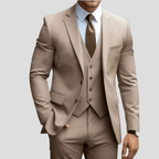 Beige Slim Fit Drie-Delig Pak Voor Mannen