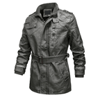 Belted Trenchcoat Van PU-Leer Met Gewassen Leerlook Voor Heren
