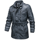Belted Trenchcoat Van PU-Leer Met Gewassen Leerlook Voor Heren
