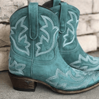 Borduurwerk Leer Cowboy Enkellaarsjes Voor Vrouwen