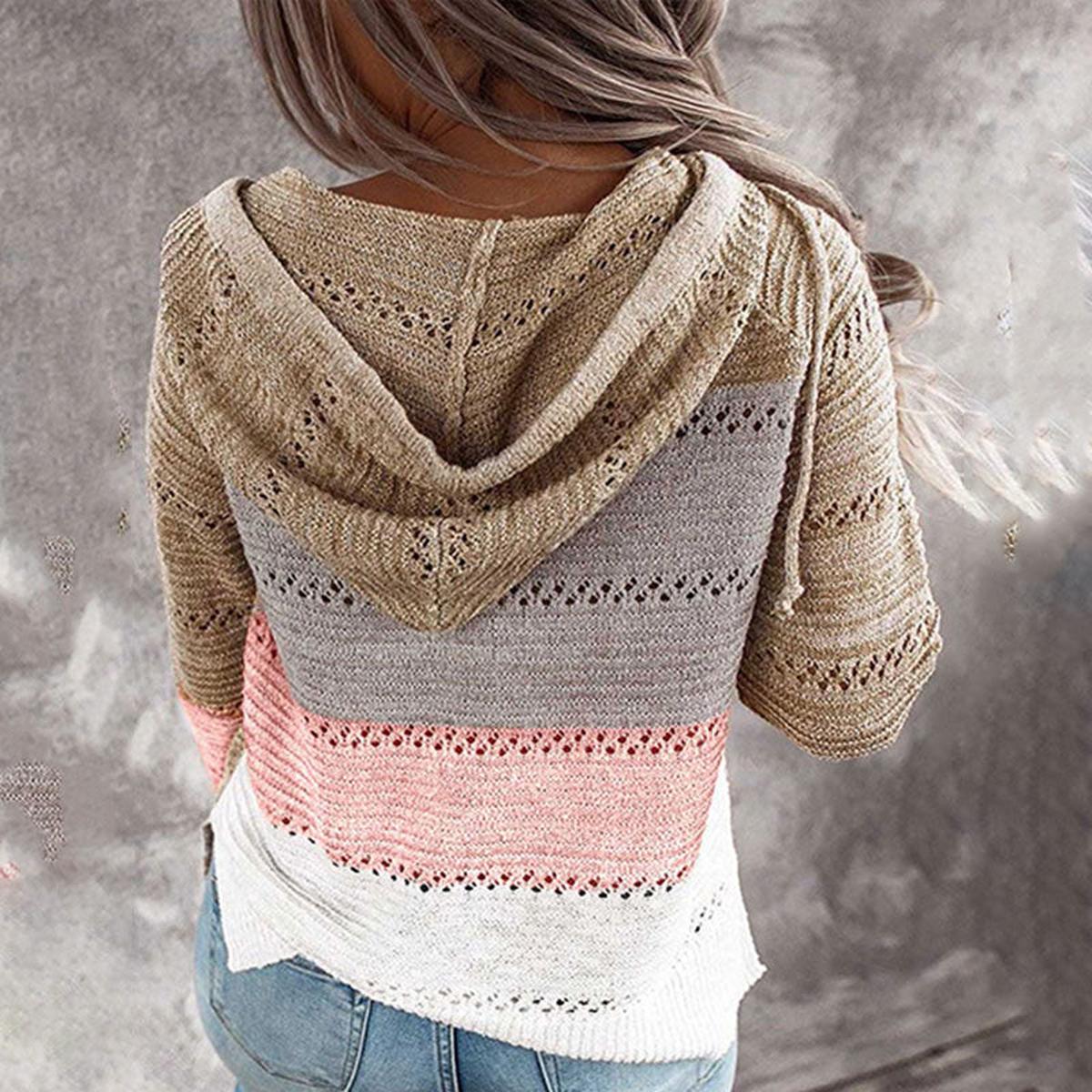 Capuchon Cardigan Met Zakken Van Zacht Gebreid Materiaal