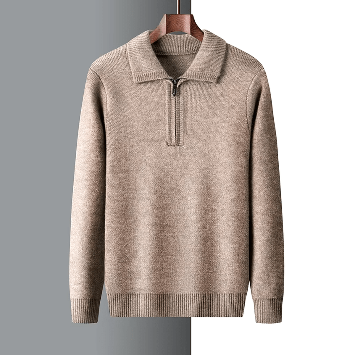 Cashmere Blend Regular Fit Quarter-Zip Trui Voor Mannen