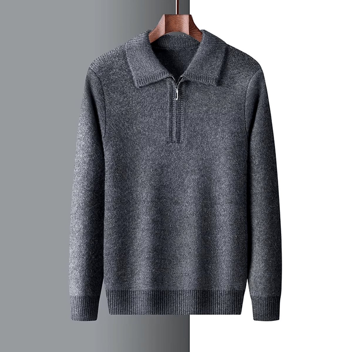 Cashmere Blend Regular Fit Quarter-Zip Trui Voor Mannen