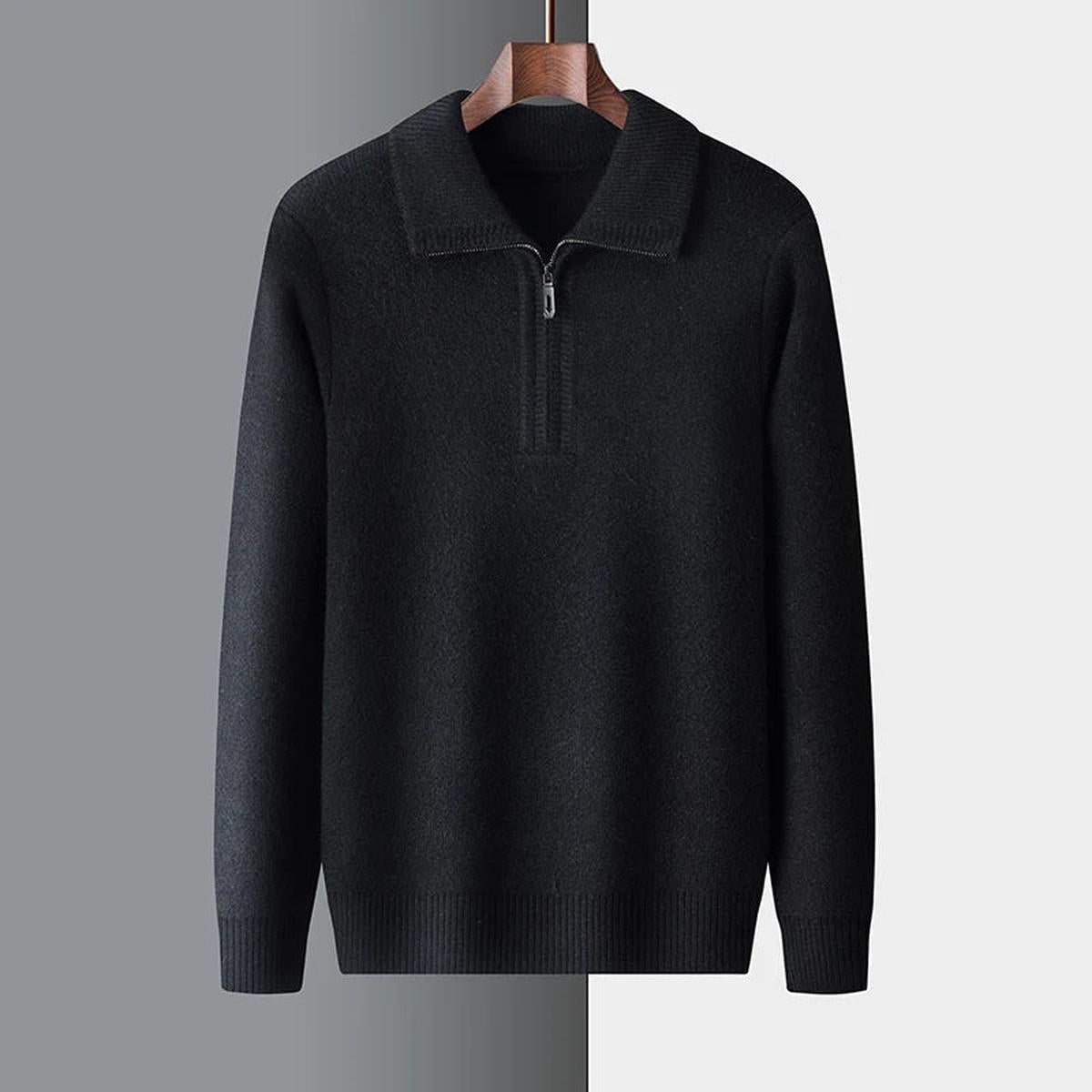 Cashmere Blend Regular Fit Quarter-Zip Trui Voor Mannen