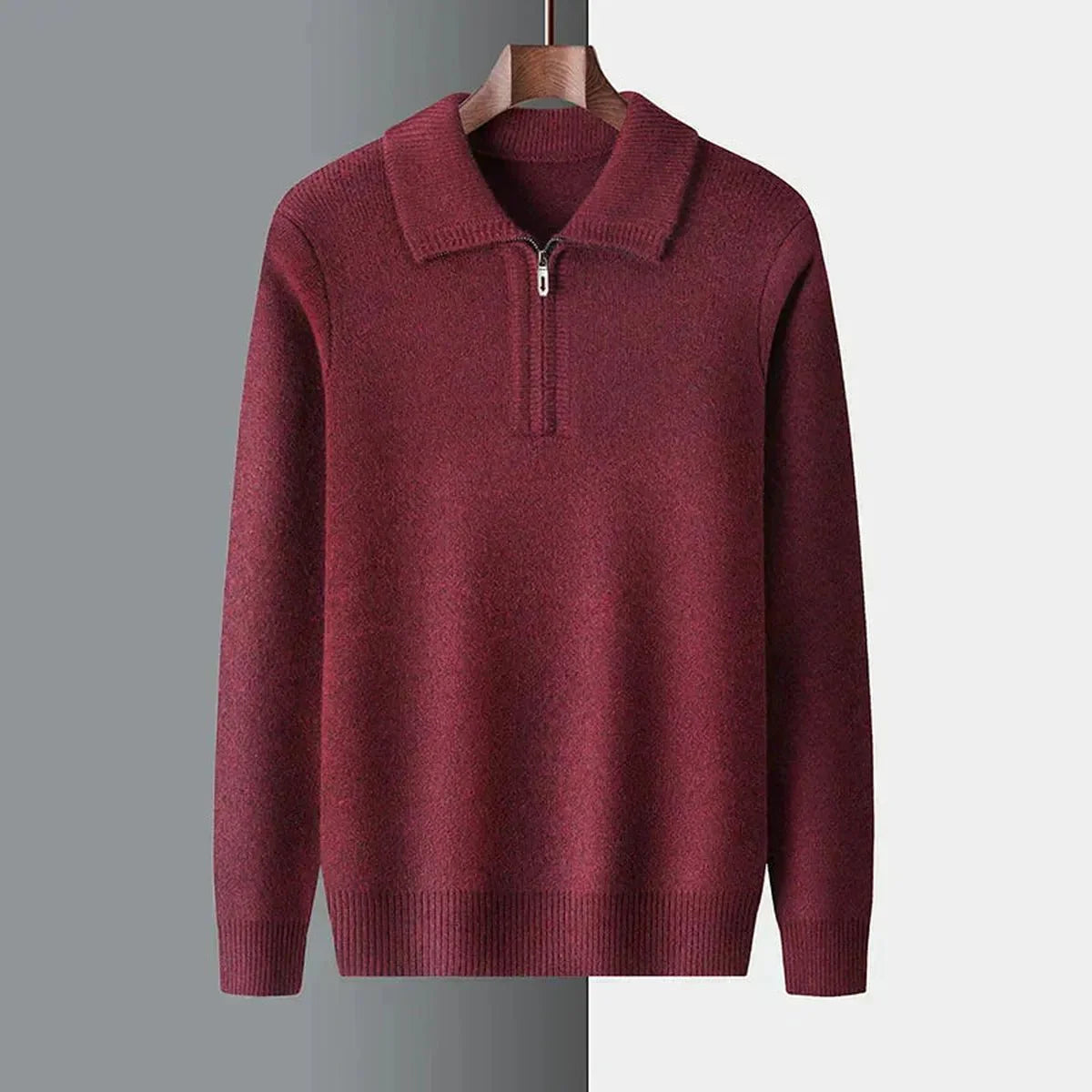 Cashmere Blend Regular Fit Quarter-Zip Trui Voor Mannen