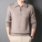 Cashmere Blend Regular Fit Quarter-Zip Trui Voor Mannen