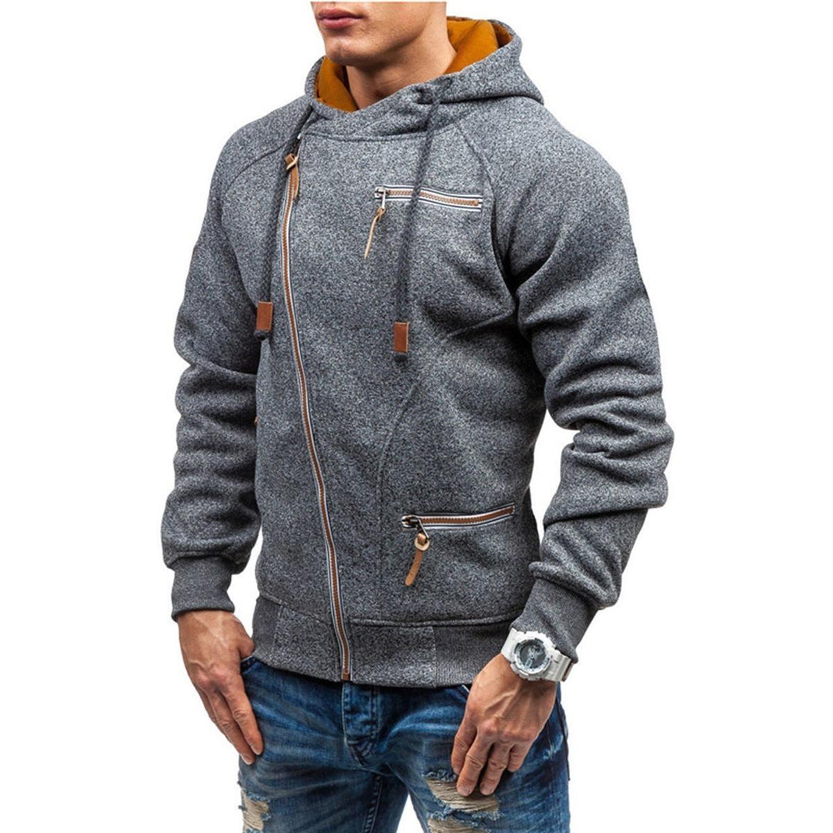 Casual Fleece Hoodie voor Mannen met Zakken en Verstelbare Capuchon